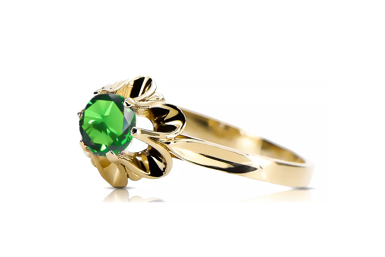 Smeraldai 14k geltono aukso Žiedas Vintažiniai papuošalai vrc004y